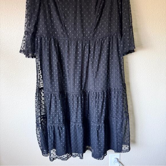 Boden Swiss Dot Ruffled Tiered Dress Womens XXL Whimsigoth Modest Knee Length - Picture 6 of 14